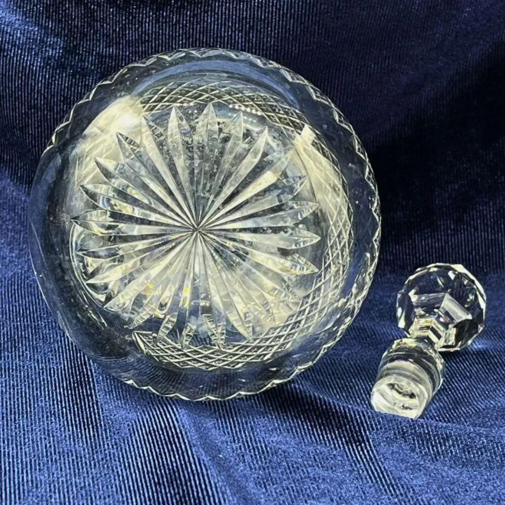 Vintage Lead Crystal Cruet Decanter Mid-Century Diamond-Point Cut Pattern 6.5